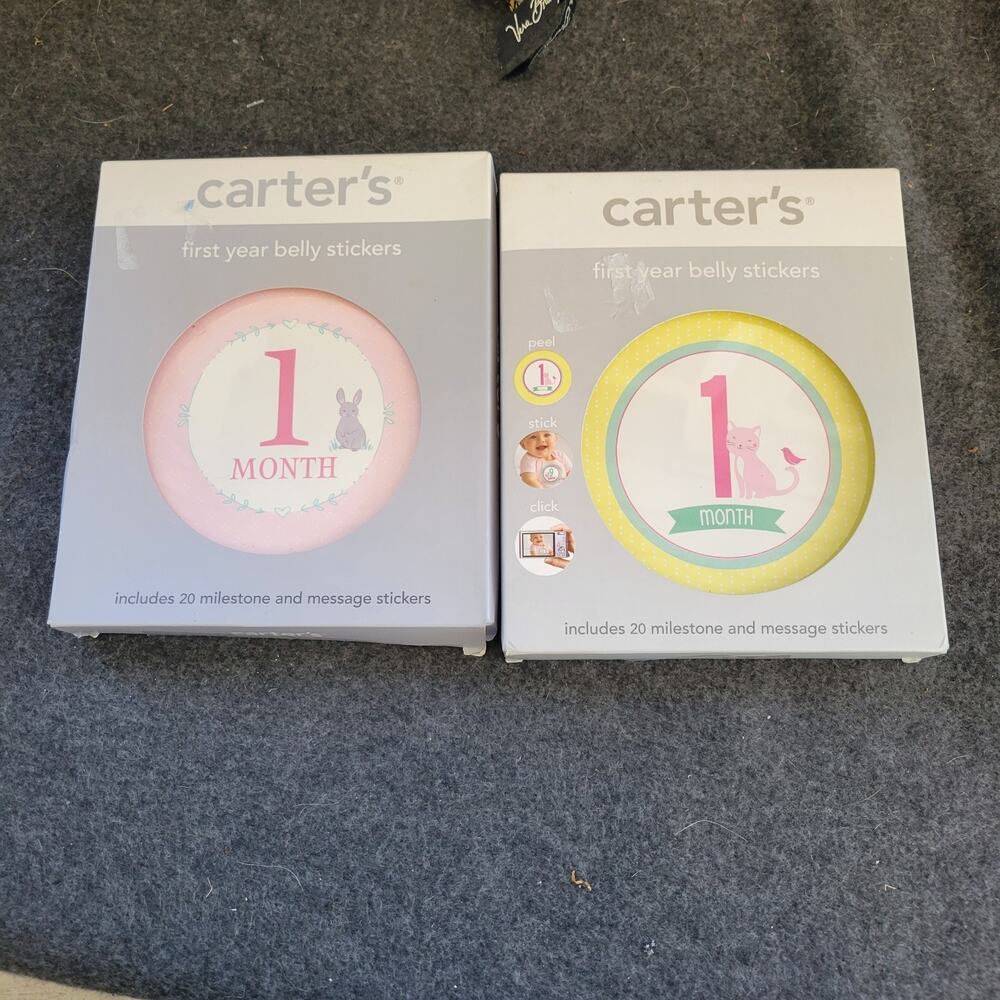 2 Packages Carters‎ First Year Belly Stickers 20 Milestone Message Stickers